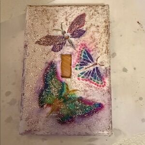 Colorful Butterfly Light Switch Cover / hand crafted